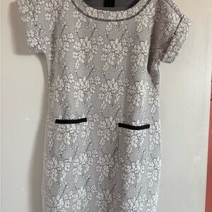 Talbots Black and Cream Floral Mini Dress